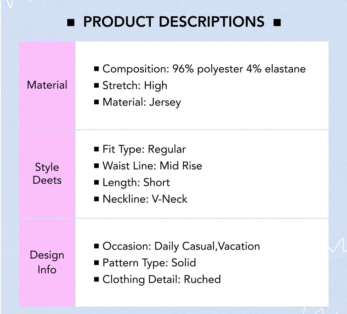 Cider [10 colors, size 0-26] V-neck Ruched Solid Wide Leg Jumpsuit