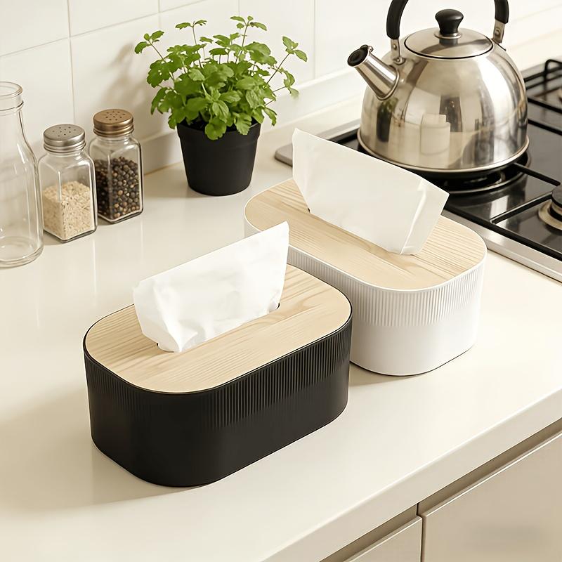 Nordic Minimalist Style Tissue Box, Arched Handkerchief Box with Grain Lid, Large Napkin Dispenser, Autumn Decoration Bathroom, Suitable for Bathroom, Bedroom, Living Room, Student Dormitory. Bathroom Additions