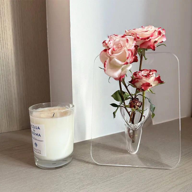 Clear Acrylic Flower Vase, Creative Special Modern Hydroponic Flower Display Frame, Home Decor Supplies for Living Room Bedroom Dining Room Office