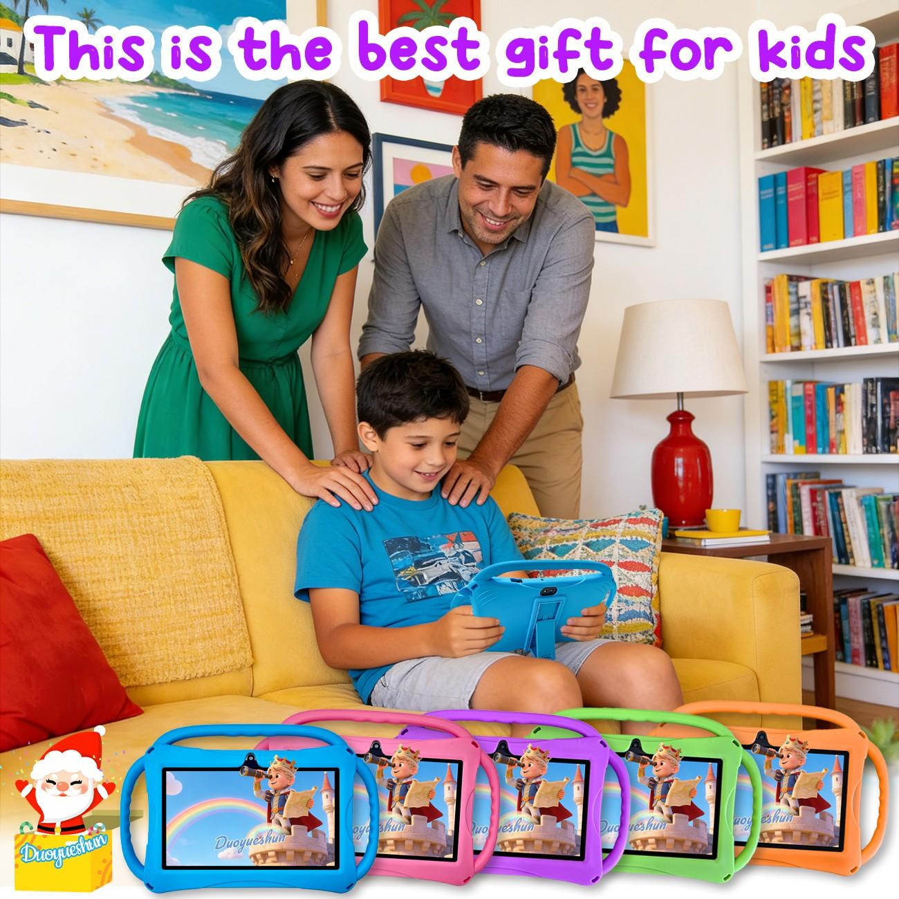 Surprise Arrival, 7-inch Android tablet, Touchscreen tablet, suitable for children, portable, 2GB RAM and 32GB ROM, 5G WiFi connectivity, educational, learning and entertainment device, available in pink and blue, gifts for children