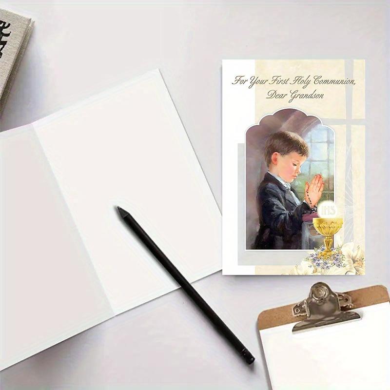 1pc.Elegant.First.Holy.Communion.Card.with.Envelope....Paper..Cross.Design..Perfect.for.Godson..Goddaughter..Son..Daughter...Ideal.for.Baptism..Naming.Day..Religious.Celebrations.
