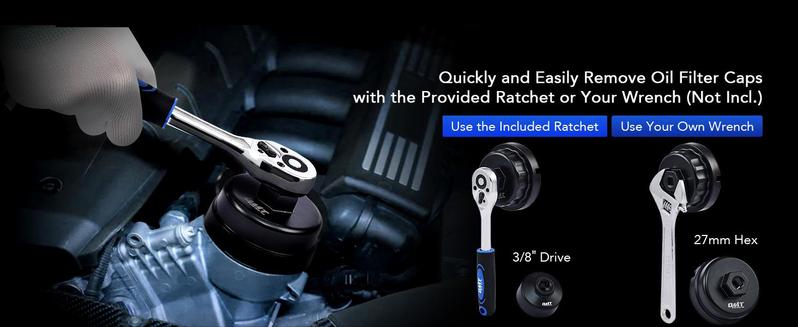 Orion Motor Tech Oil Filter Wrench Socket Set 10pc 3/8" Drive Low Profile, Oil Filter Cap Remove and Install Tool Kit,24mm,27mm, 29mm, 30mm, 32mm, 36mm, 38mm CR-V Compatible with Toyota VW BMW Mercedes, Automotive Maintenance