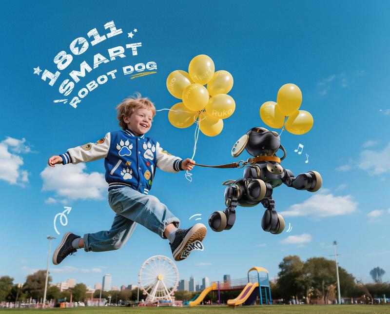 Ruko 18011 Robot Dog Toy, Smart Interactive Puppy with 30+ LED Faces, Remote & Gesture Control, Programmable Electronic Pet for Kids Ages 3–9, Black & Gold