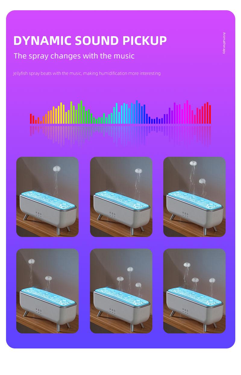 New Seven-Color Jellyfish Sound Scent Diffuser Desktop Humidifier, High Mist Automatic Spray Home Silent Atmosphere, Air Freshener Machine