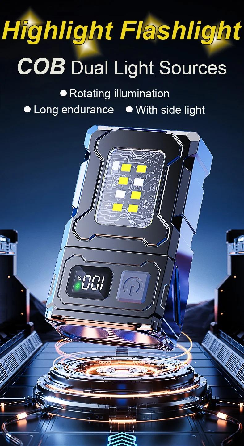 Portable Abs Flashlight, Adjustable Angle Headlamp, Magnetic Bottom, Durable for Camping, Outdoor Survival, Emergency Situations