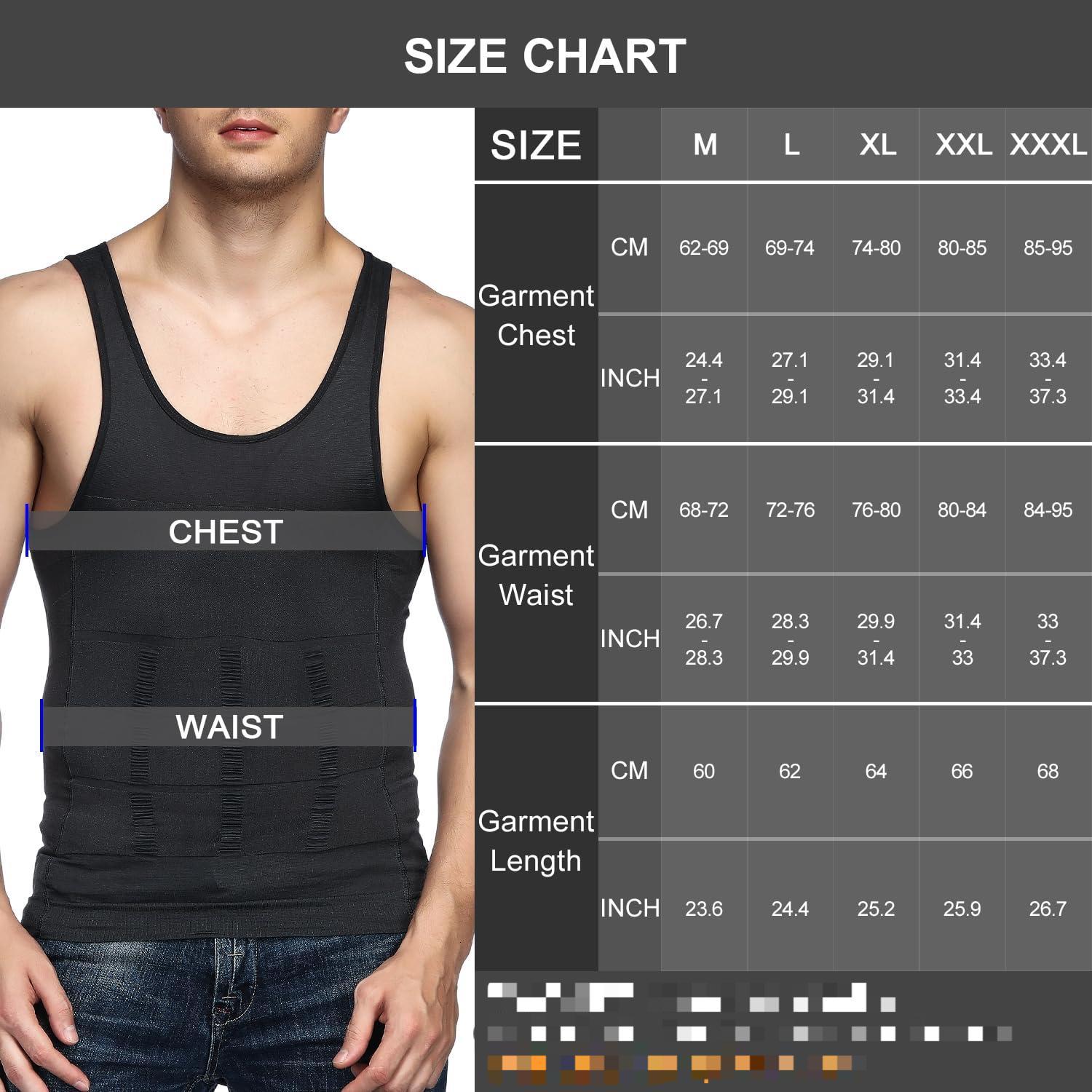 Odoland Mens 3 Pack Body Shaper Base Layer Tummy Vest Thermal  sports Shirt Tank Top Shapewear
