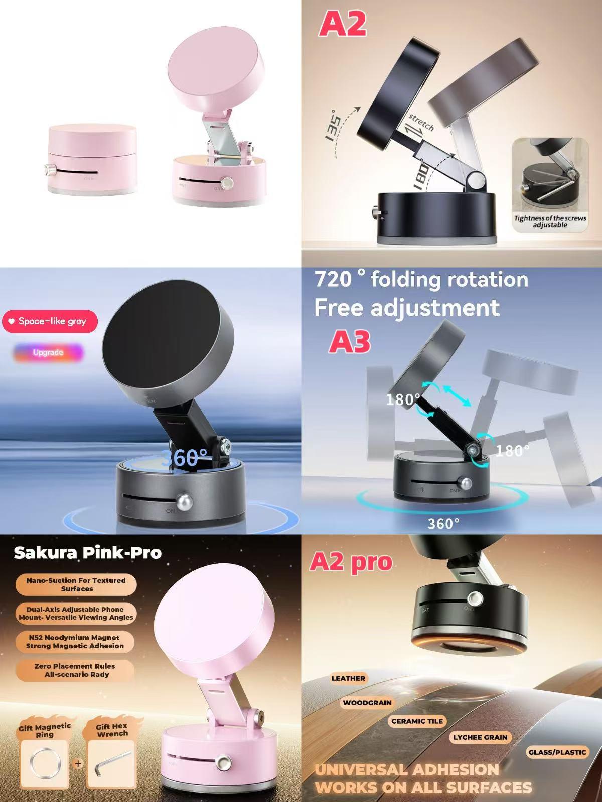 Magnetic Phone Holder with Vacuum Suction Cup, Multifunctional Phone Stand for Home or Office, Phone Accessories for iPhone & Android, Phone Suction Mount
