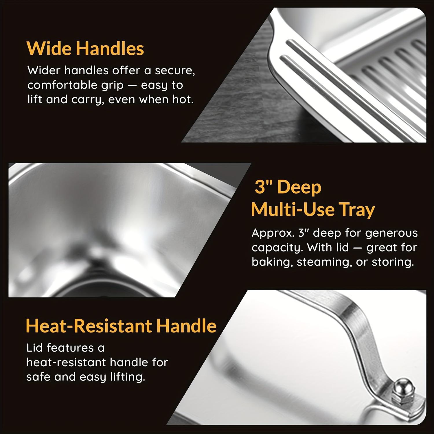 1/2/4PCS Extra Large Thickened Stainless Steel Fish Roasting Pan with Lid - Rectangular Non-Stick Oven Tray, Ideal for Desserts, Bread & Seafood - Perfect for Grilling & Buffet Serving | Spacious Design, Great Christmas Gift