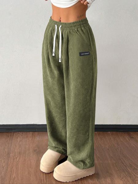 Women's Corduroy Jogger Pants, Drawstring Waist, Pockets Design, Casual Sportswear for Fall & Winter, Daily Wear Comfortable Fit, Workout Casual Baggy Women's Corduroy Jogger Pants, Drawstring Waist, Pockets Design, Casual Sportswear for Fall & Winter, Daily Wear Comfortable Fit, Workout Casual Baggy