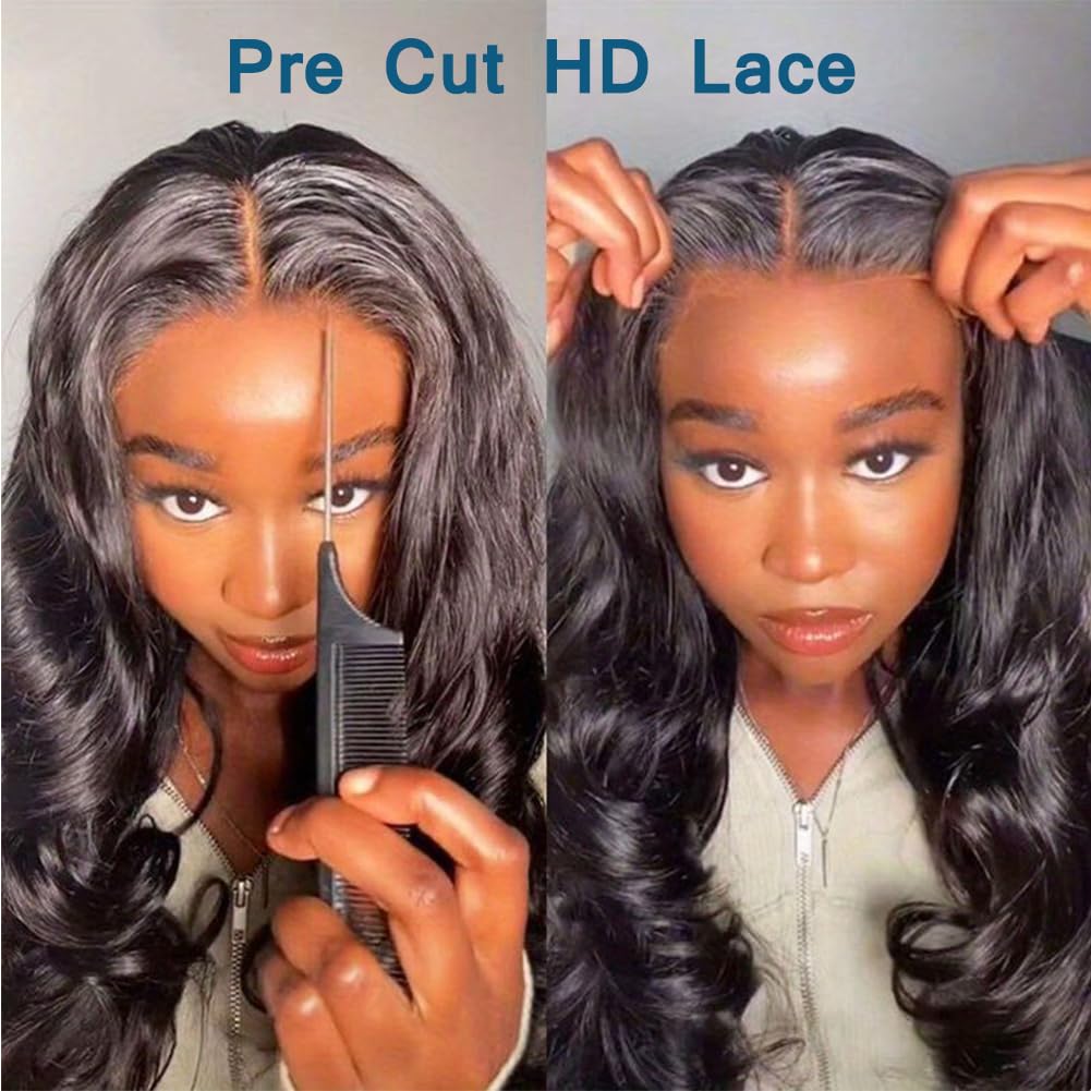 Bling Hair Glueless Wig Human Hair Ready To Wear Brazilian Body Wave 6x4 5x5 Lace Closure Wigs For Women Pre Cut 180% Density