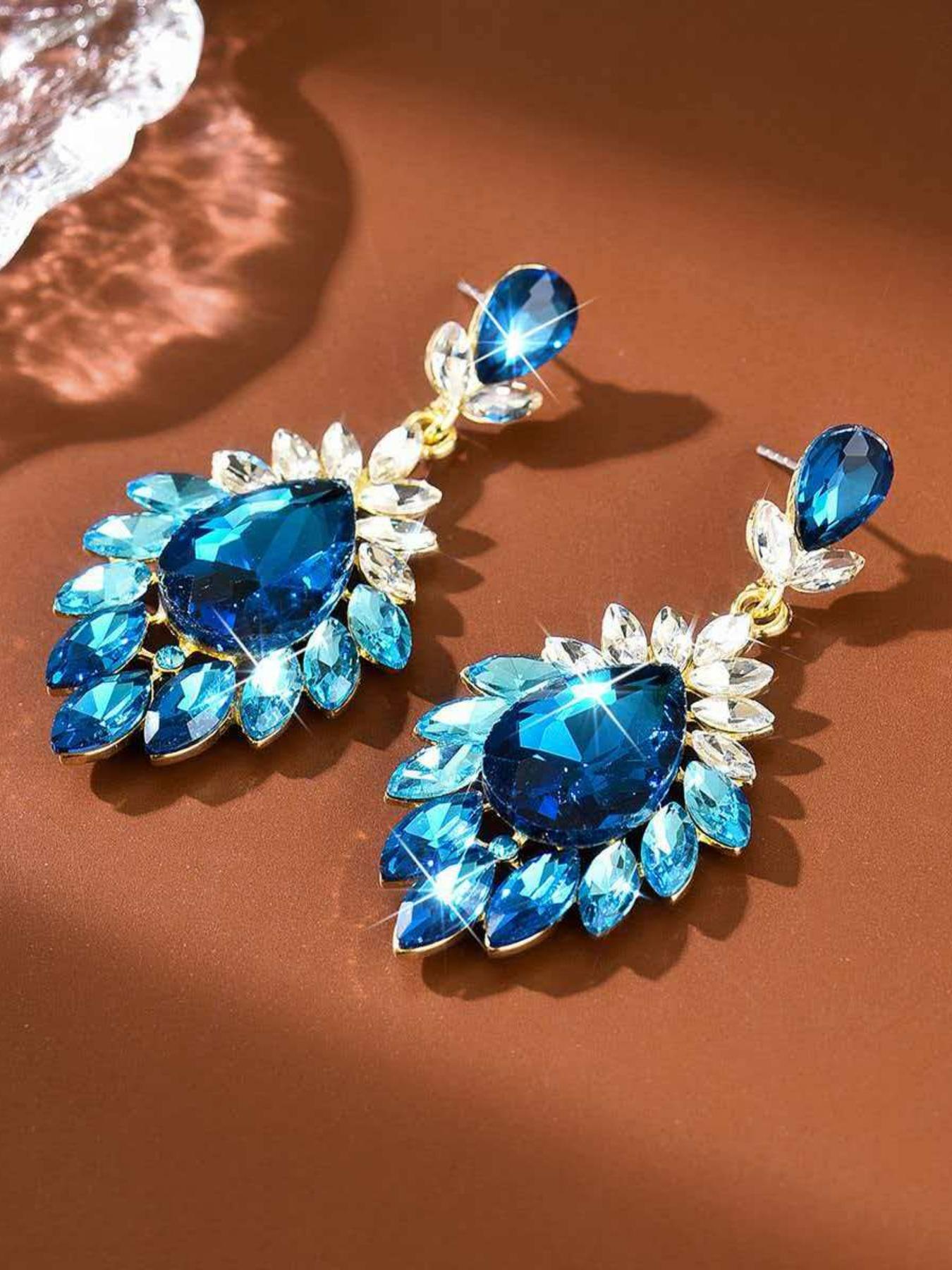 Luxury Crystal Statement Earrings, Bling Drop Dangle Rhinestone Earrings, Vintage Elegant Party Wedding Prom Jewelry for Women, Gift Idea