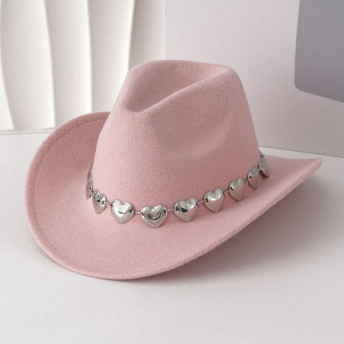 European and American cross-border hollow metal oversized love chain hat chain hip hop punk cowboy hat top hat retro felt hatSpeedy Smarts