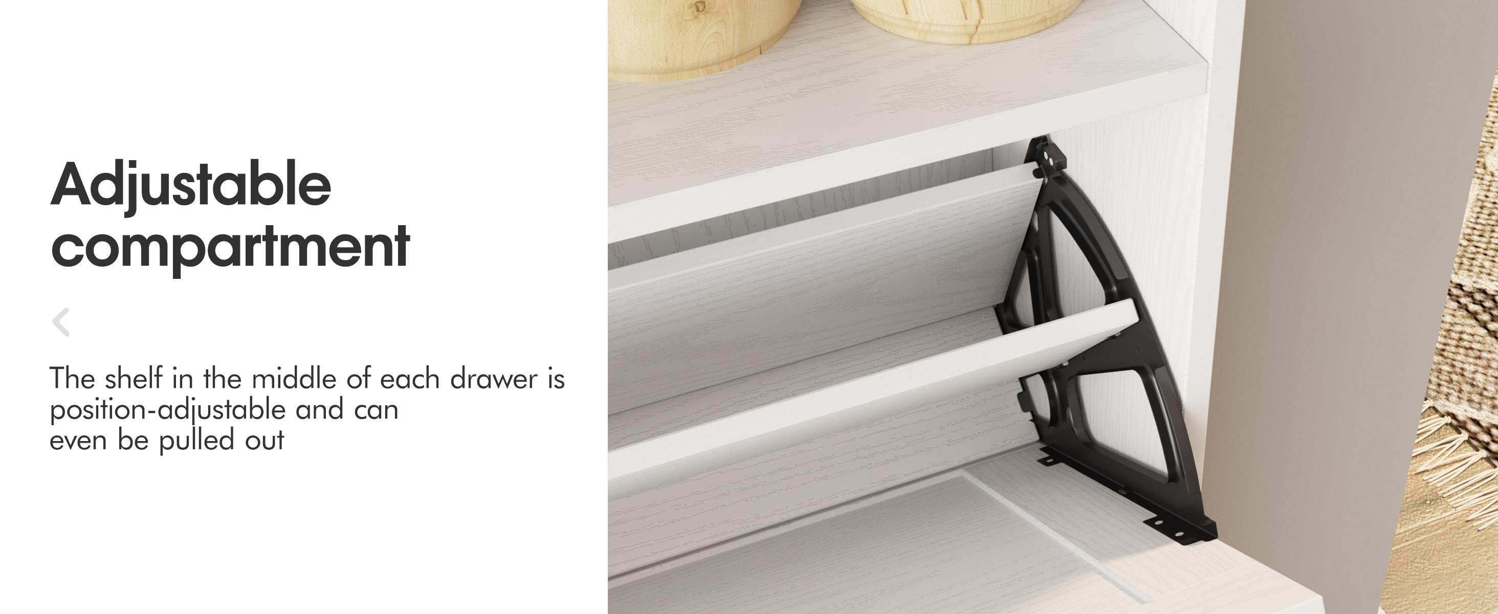 Vabches Shoe Cabinet with 2 Flip Drawers,Shoe Storage Cabinet for Entryway,Freestanding Shoe Cabinet Organizer with Open Storage