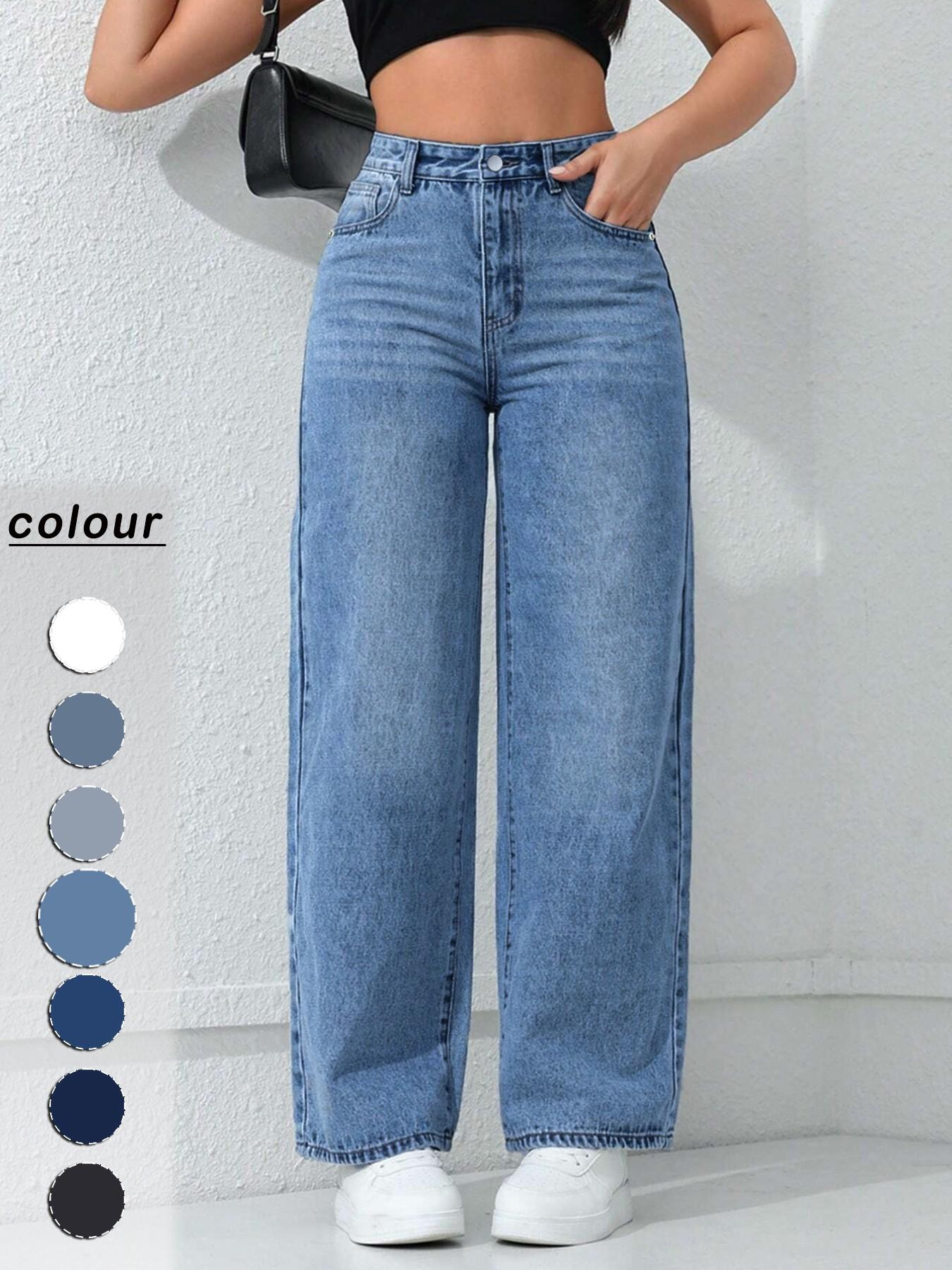 Spring Summer New Women's Pants Light Blue High Waist Elastic Light Wash Denim Jeans Casual Vacation Daily Everyday Versatile Wide Leg Pants