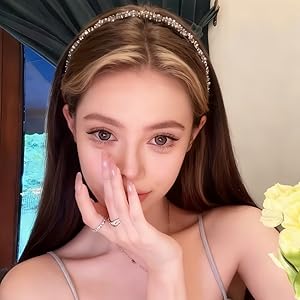 4 Pcs Braided Headbands with Teeth for Women, Handmade Crystal Flower Comb Hairbands, Sparkly Twisted Non-Slip Hard Head Bands, Elegant Silver Black Hair Accessories
