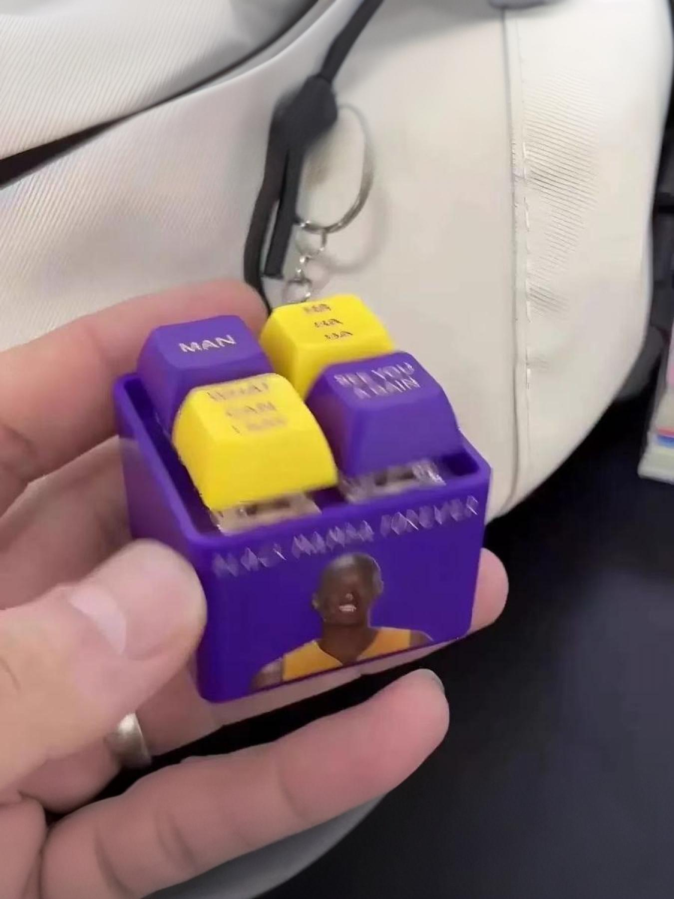 Mamba Theme 4-Key Sound Keycap Keychain Purple Gold trendy cute keychain Fun Collectible Gift