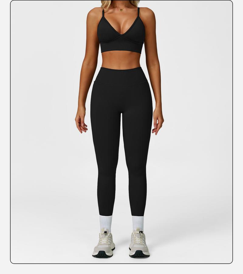 MFVIM Women's Christmas Fitness Set 2-Piece Seamless Skin-Exposed Backless Vest Sports Bra & High-Waist Cycling Shorts Yoga Pants Comfortable Sportswear for Yoga Running & Casual Wear Christmas Gifts