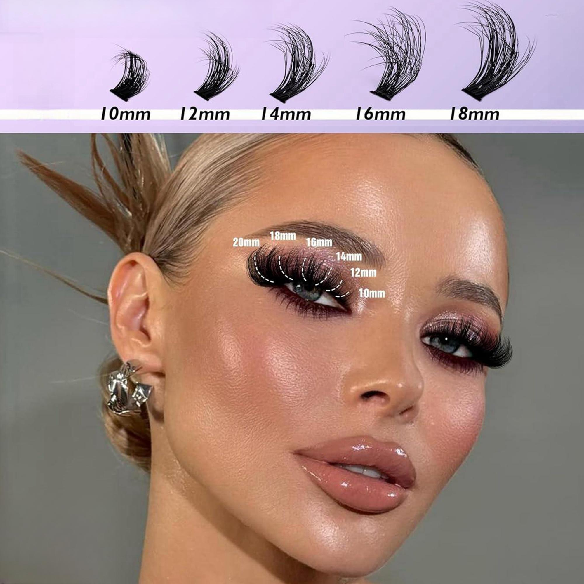 Volume Eyelashes Extension Set, 60D|70D|80D|90D & Thick Volume Lashes Clusters, Individual Lash Extensions Kit, 10-18mm D Curl Lash Extensions Kit with Lash Bond and Seal, Lash Remover, Lash Tweezers, DIY Lash Clusters at Home, Eyelash Bond Glue