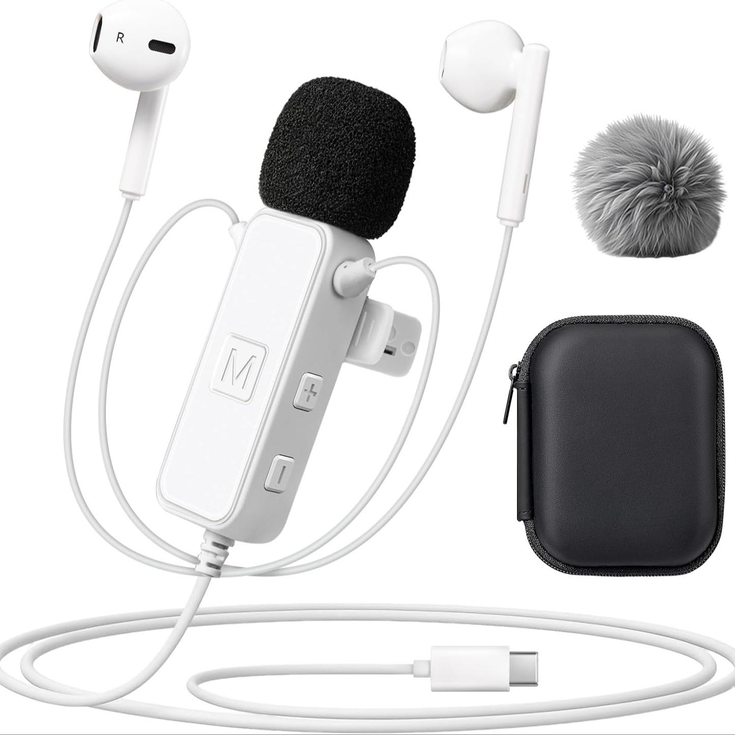 S19 Sound Card Karaoke Headset with Real-Time in-Ear Monitoring & Microphone, 7 Sound Effects Voice Changer, Karaoke Headphones with Lavalier, 2 Modes Live Streaming Sound Card & Wired Earbuds Earphones, USB, Smartphone, Audio