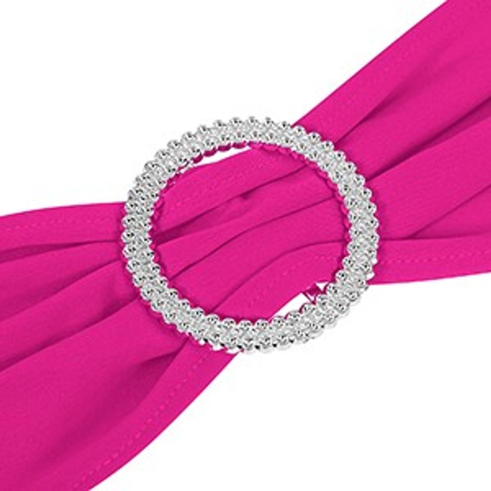 25 Pack Fuchsia Spandex Chair Sashes with Buckle Sliders for Wedding Party DecorationGift