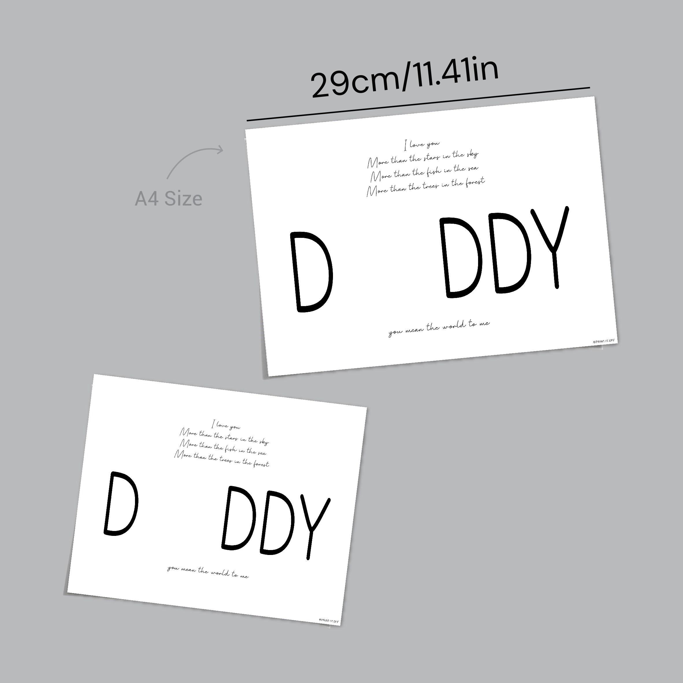 Father's Day DIY Handprint Art Set, Creative 'daddy' Letter Card, Handprint Replaces Letter A, Heartfelt Poem Included, Family Craft Gift