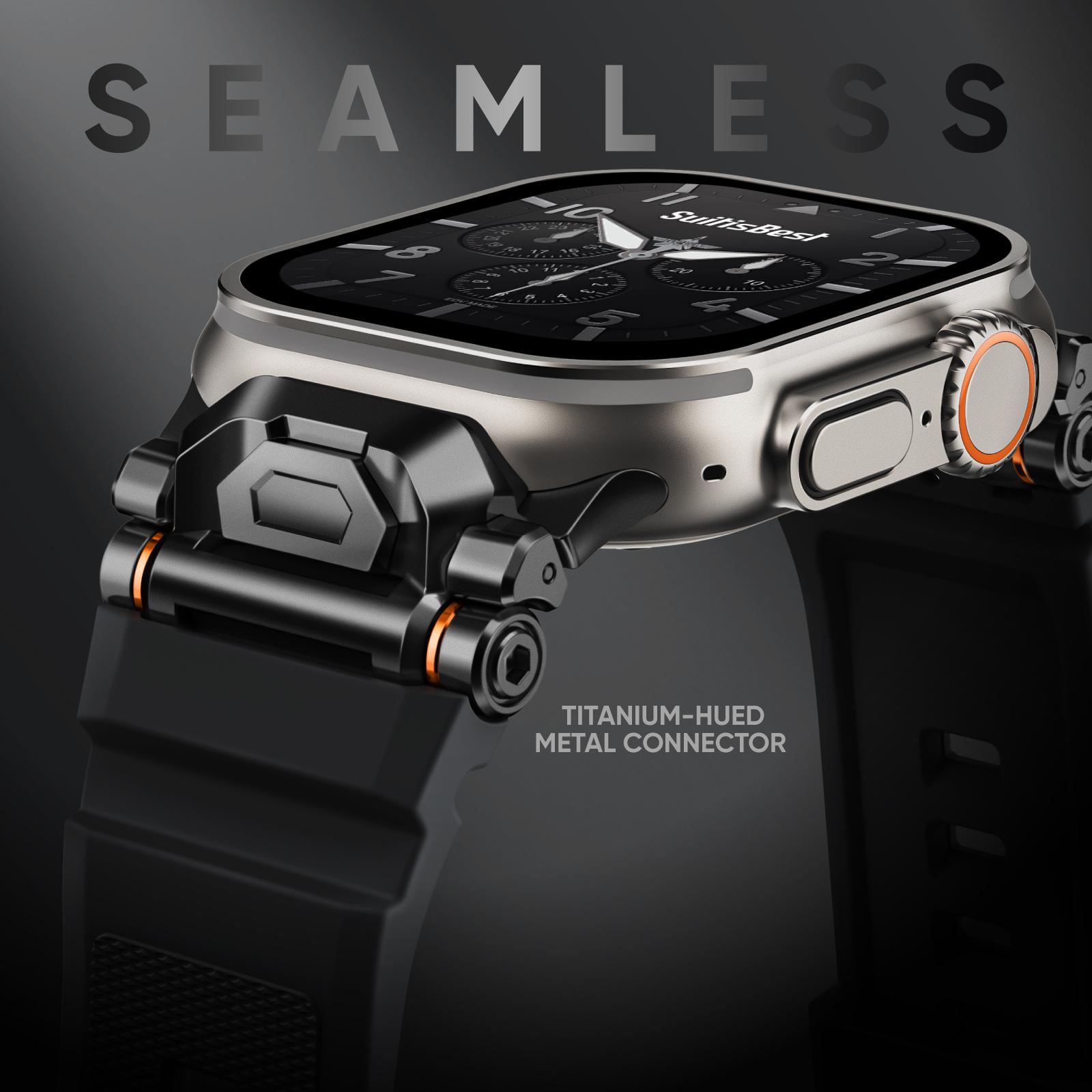 Rugged Sport Band Compatible for Apple Watch Ultra 3 2 Band 49mm 46mm 45mm 44mm 42mm, Silicone Sport Strap for iWatch Series 11 10 9 8 7 6 5 4 3 SE