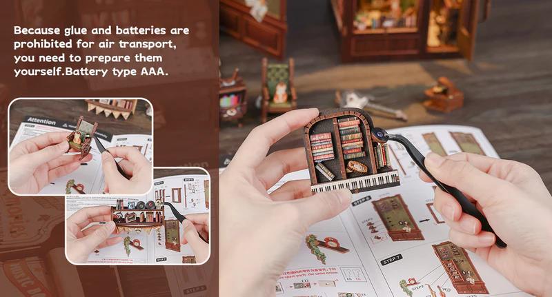 CUTEBEE DIY 3D Book Nook Kit Memories Music Bookshop – Miniature Wooden Music & Bookstore Streetscape with LED Light, Handmade Tiny House Decor | Holiday, Christmas and Black Friday Gift CUTEBEE DIY 3D Book Nook Kit Memories Music Bookshop – Miniature Wooden Music & Bookstore Streetscape with LED Light, Handmade Tiny House Decor | Holiday, Christmas and Black Friday Gift