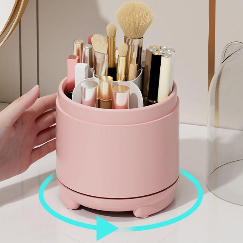 Rotating Makeup Brush Storage Box, Dustproof Beauty Brush Holder, Eyeshadow Brush Powder Brush Desktop Brow Pencil Eyeliner Pen Organizer