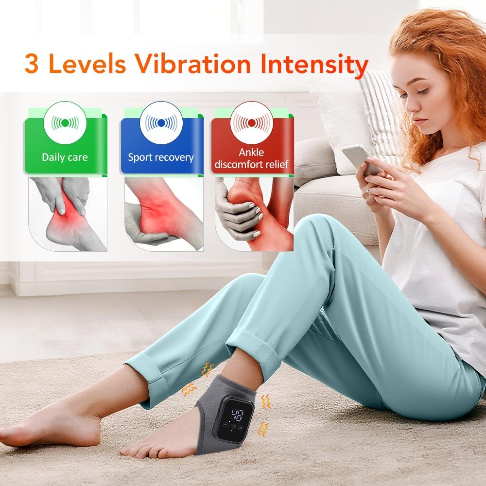 Ankle Heat Therapy Device, 3 Temperature Settings 48-58°c, 3 Massage Modes, 15-Min Timer, Touchscreen Control, Universal Adhesive Pad