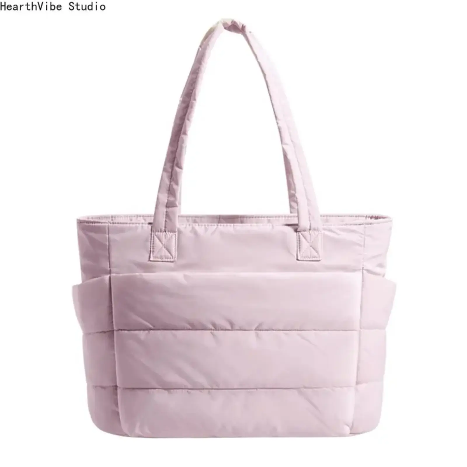 2026 New Women Nylon Poly Puffy Bubble Commuter Gym Tote Bag Lightweight Durable Quilted Design Multi Compartment Zip Fastener Everyday Work Bag 3 Sizes