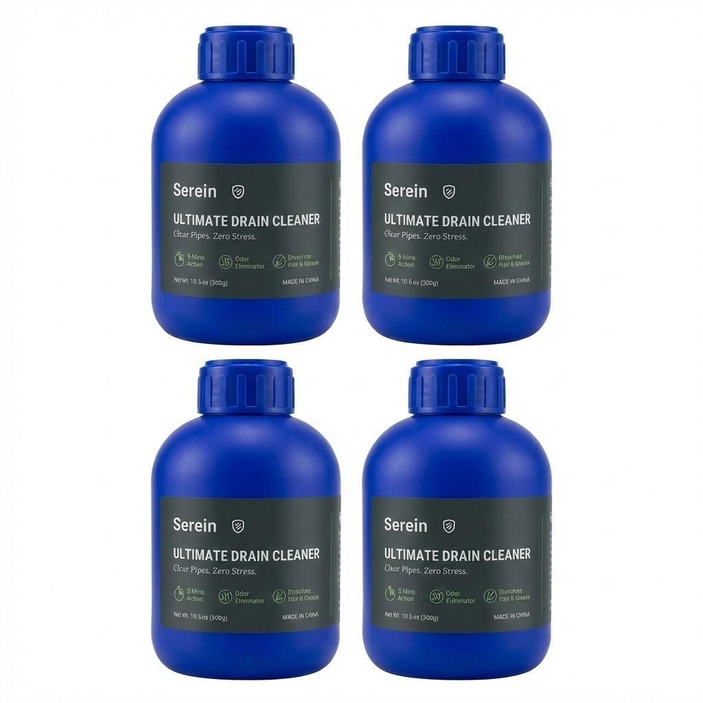 Serein Strong Pipe Unblocker, Quick Dissolving Clog Remover, Effective Drain Cleaner, Fast Acting Plumbing Solution, Home Maintenance Essential