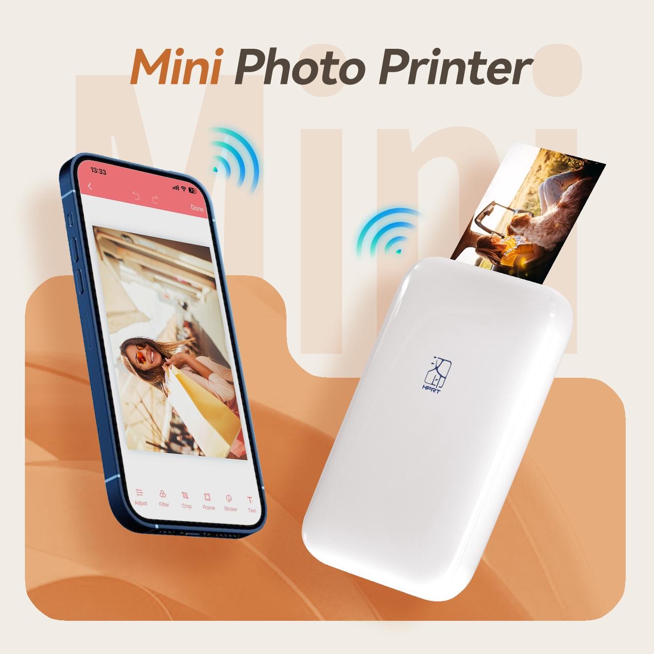 MT53 Mini Bluetooth Photo Printer, Smartphone Photo Printer, Portable Wireless 2x3 Inch Sticker Printer, Instant Color Photos, Compatible with iPhone & Android – Perfect Gift Ideal