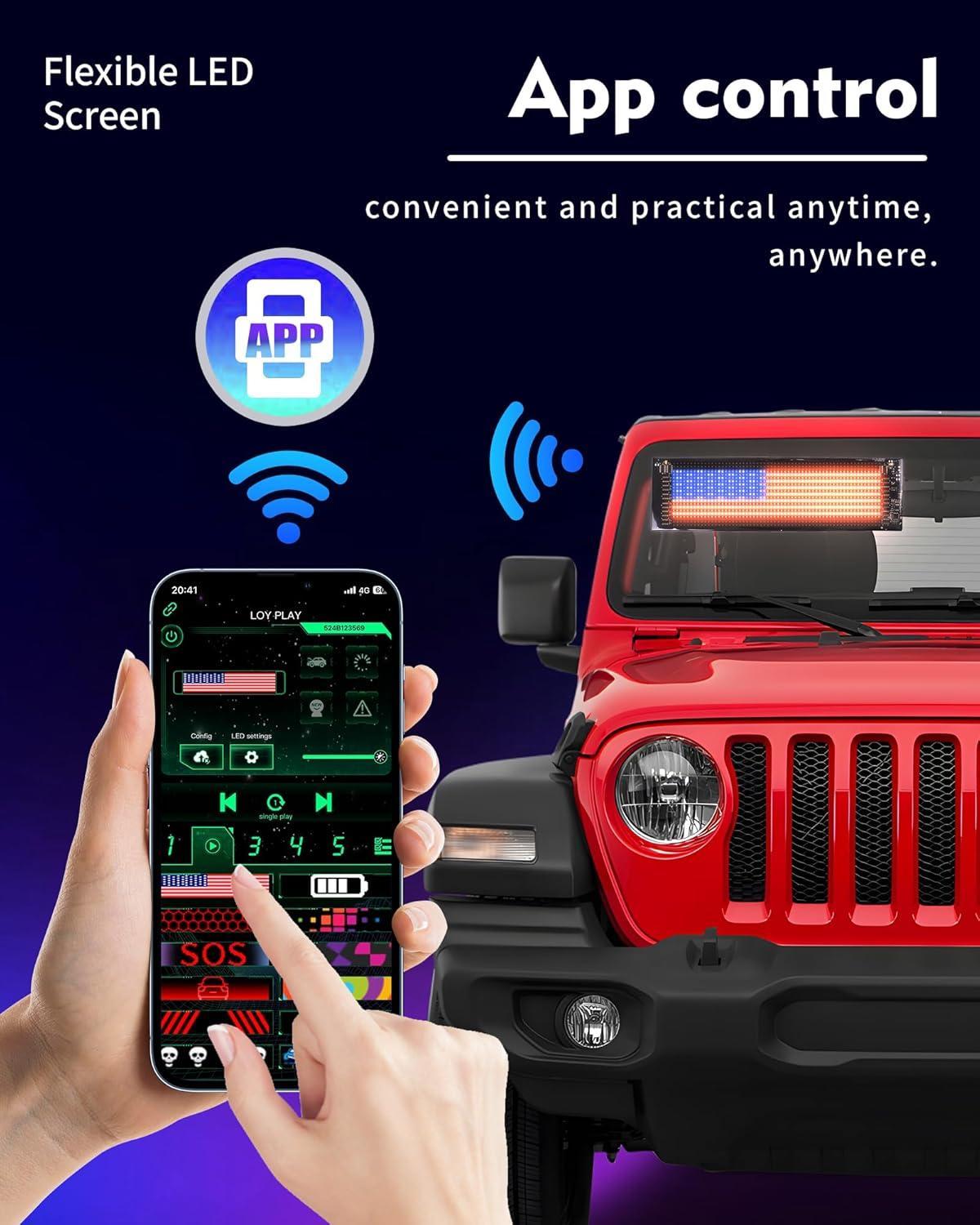 Fuallwin 2PCS Bluetooth Controlled LED Devil Eyes Sign,Flex LED Display for Car, LED Sign for Car,Suitable for Windows of Cars and Small to Medium-Sized Trucks.Wireless Bluetooth LED Matrix Sign Illuminated Emblem ojos led para carro luces led para carro