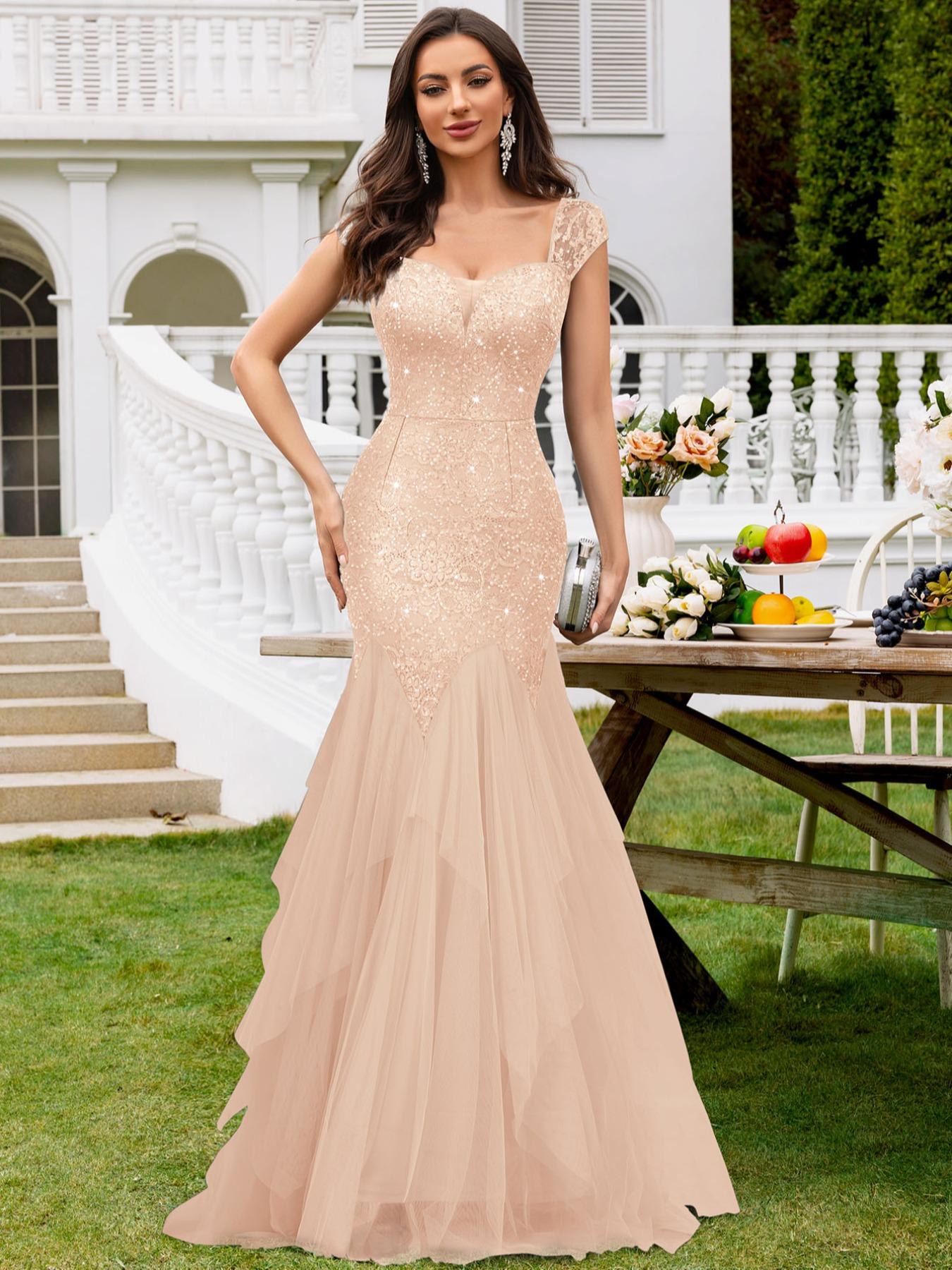 MIUSOL 24453A Sequin Floral Lace Sweetheart Neck Cap Sleeve Contrast Mesh Tiered Hem Evening Party Maxi Dress, Elegant Party Dress For Women, Formal Evening Gown, Prom Dress, For Wedding Guest, Graduation, Dinner MIUSOL 24453A Sequin Floral Lace Sweetheart Neck Cap Sleeve Contrast Mesh Tiered Hem Evening Party Maxi Dress, Elegant Party Dress For Women, Formal Evening Gown, Prom Dress, For Wedding Guest, Graduation, Dinner