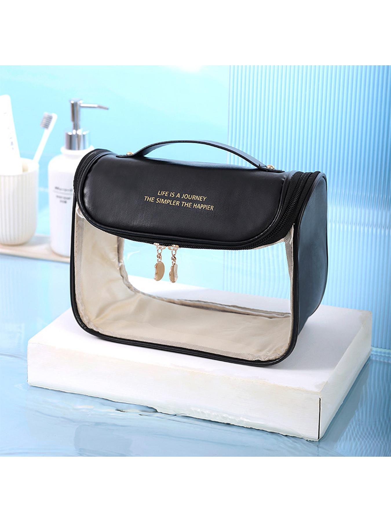 Portable Multi-Functional Transparent Makeup Bag, Travel Organizer, Daily Use, Waterproof Cube Design, Large Capacity Storage Bag