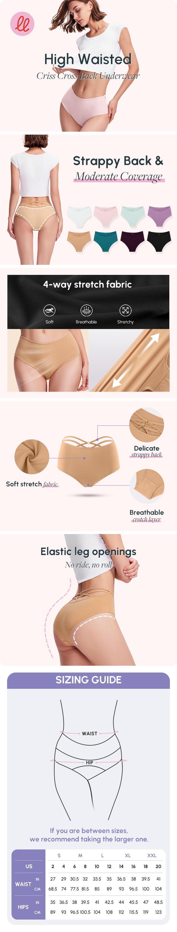 FallSweet Women's Underwear  Criss Cross Back Comfy High Waisted Briefs Panties Pack