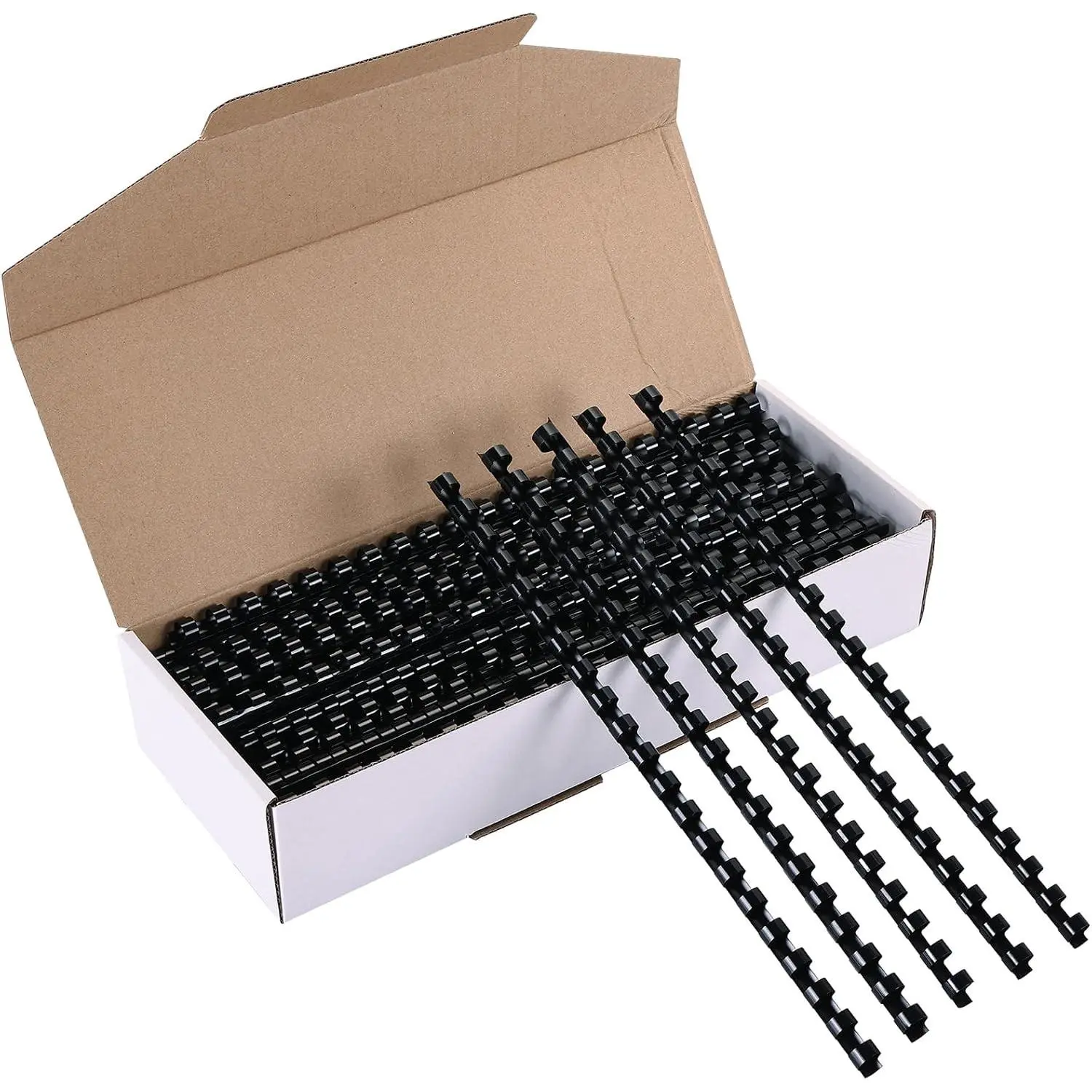 100 Pack 21-Ring Plastic Binding Combs, 3/8 Inch (10mm) Diameter Black, 21-Hole Binder Spines, 55 Sheet Capacity, Perfect for A4/Letter Size Paper, Notebook, Office, School Use