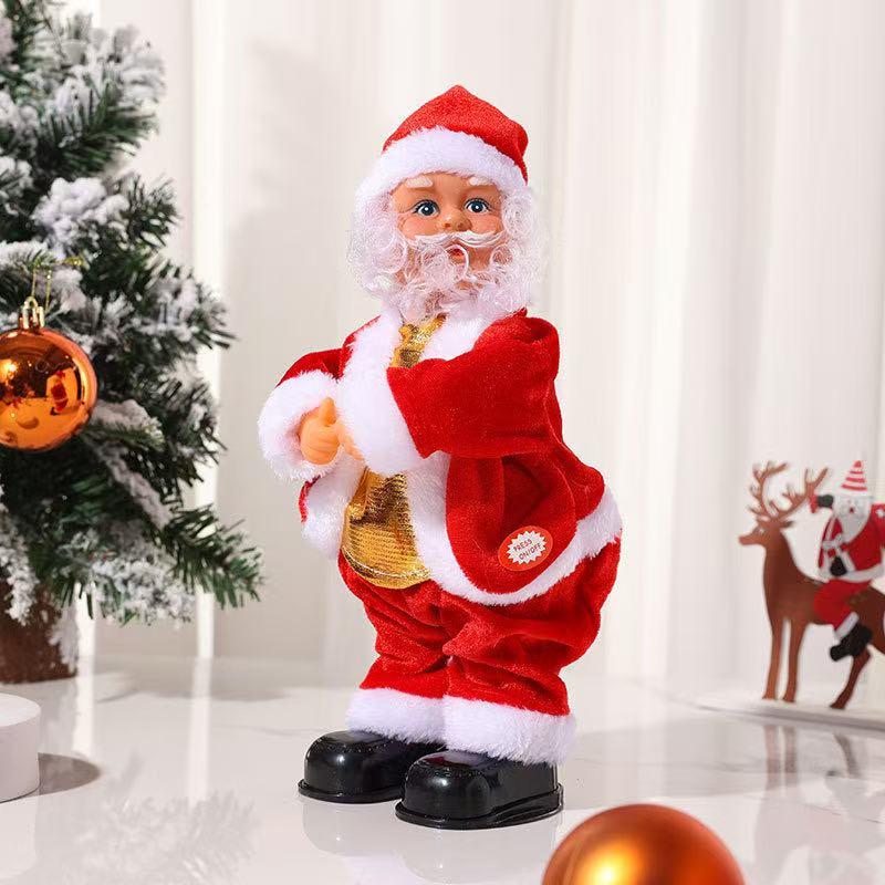 Electric Santa Claus, toys with music that sway the buttocks, guitar playing music, Christmas decorations, hip-hop Santa Claus, creative holiday gifts for singing and dancing, Battery Powered Ornament