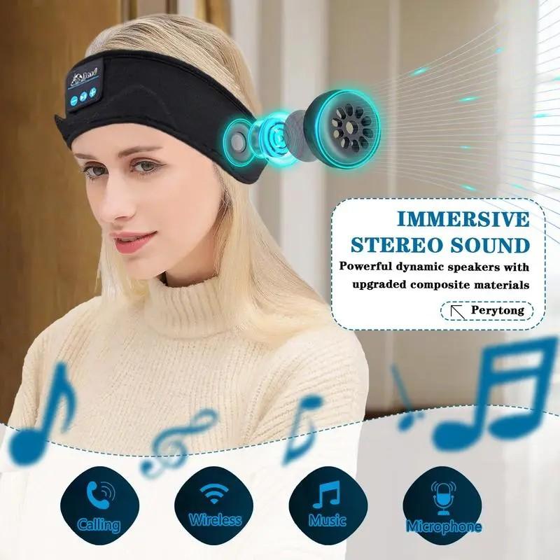 Breathable Wireless Sleep Headphones, Sports Headband with Wireless Mic, HiFi Sound Quality, Bluetooth-compatible Earbuds for Sleep and Sport