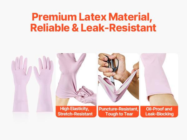 VEVOR Reusable Dishwashing Gloves, 2 Pairs Colorful Reusable Household Kitchen Cleaning Gloves for Washing Dishes and Cleaning Tasks, Flexible Long-lasting and Non-Slip, Medium, Pink+ Purple