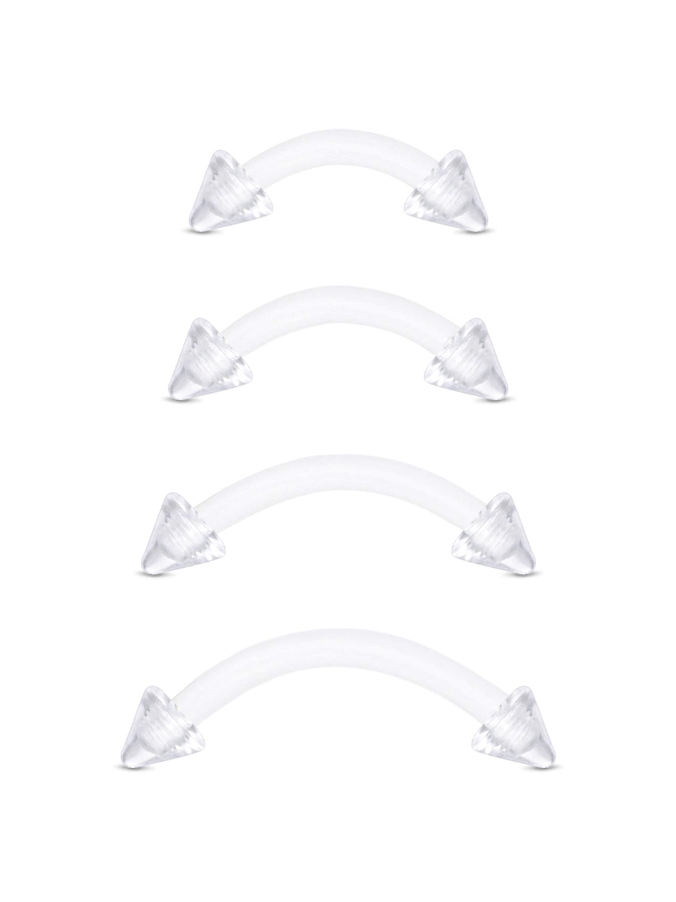 16Gauge Clear Bioflex Plastic Eyebrow Studs for Work Invisible Tragus Helix Conch Earrings Rook Piercing Retainers for Surgery Body Piercing Jewelry 6mm 8mm 10mm 12mm