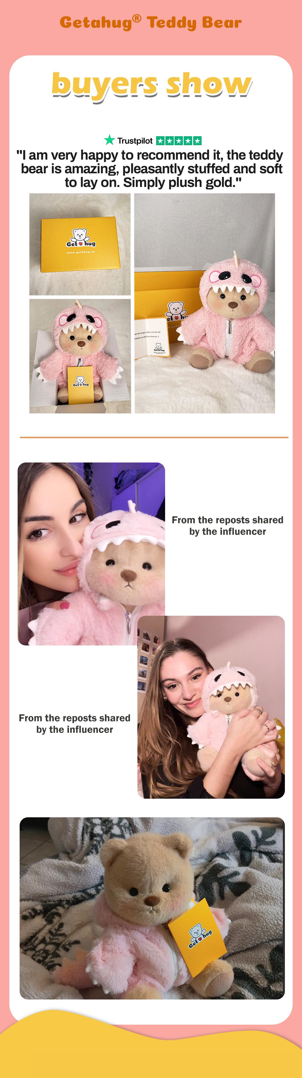 Getahug Dinosaur Teddy Bear | 5 Moveable Joints & Changeable Outfits, Soft Stuffed Animal Plush Unique Gift for Dino Lovers Collectors, Cozyvibes Little Gifts for Girls Plushies