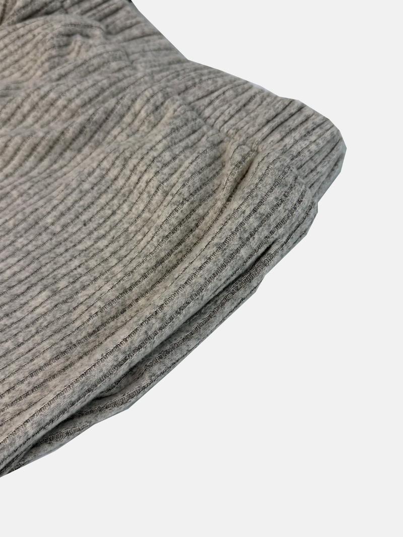 Women's Soft Knit Long Sleeve Round Neck Top & Wide Leg Pants Set, Comfortable Home Wear, Casual Two-Piece for Daily Use