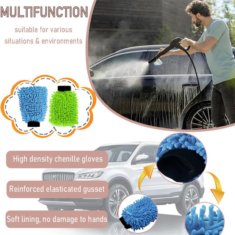 Car Cleaning Glove, Double-sided Car Wash Mitt, Thick Car Cleaning Mitt, Anti-scratch Car Cleaning Tool, Home Kitchen Plush Glove Tool