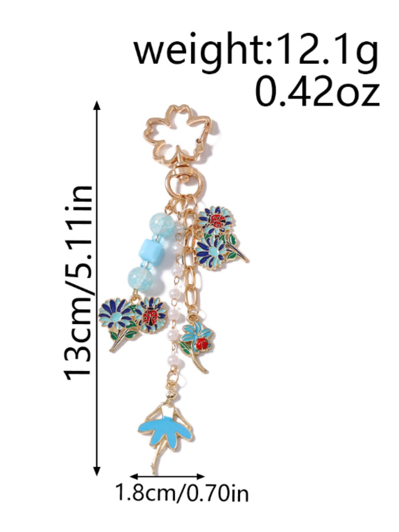 Enamel Floral Pattern Keychain, Butterfly Heart Daisy Pendant, Key Ring Decor, Car Backpack Handbag Accessory Gift