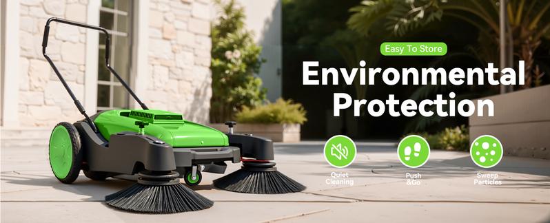 41" Walk-Behind Hand Push Floor Sweeper, 15-Gal Large Capacity, Folding Handle, 46000 SqFt/Hour, Ideal for Large Area Cleaning in Stores, Farms, Stable, Indoor & Outdoor Use