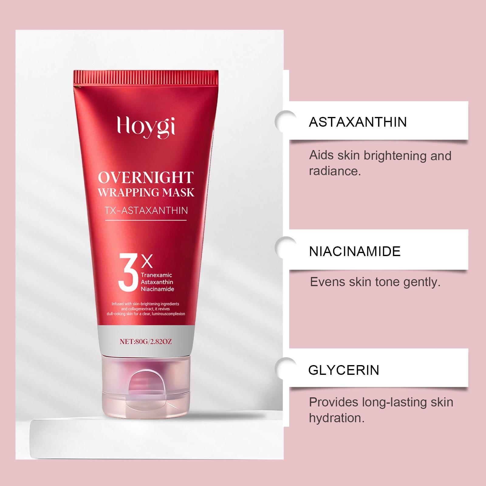 Hoygi Astaxanthin Peel off Mask (80g), Moisturizing Hydrating Face Mask, Daily Night Use, Nourishes and Refreshes Skin