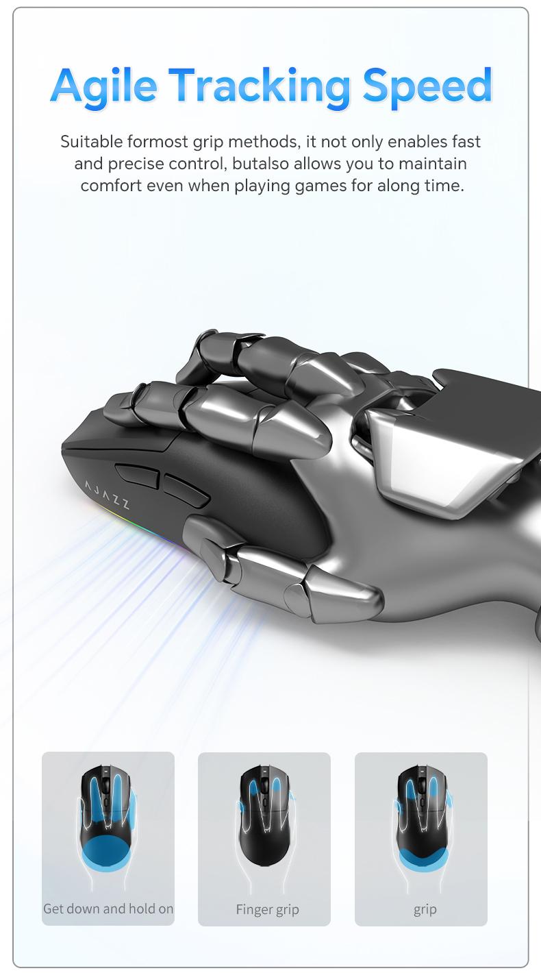 [New Year Sale]AJAZZ AJ139 V2 MC Tri-Mode Connected Mouse, PAW3311 Sensor, 1000hz Return Rate, 500mAh Battery Lasting Life