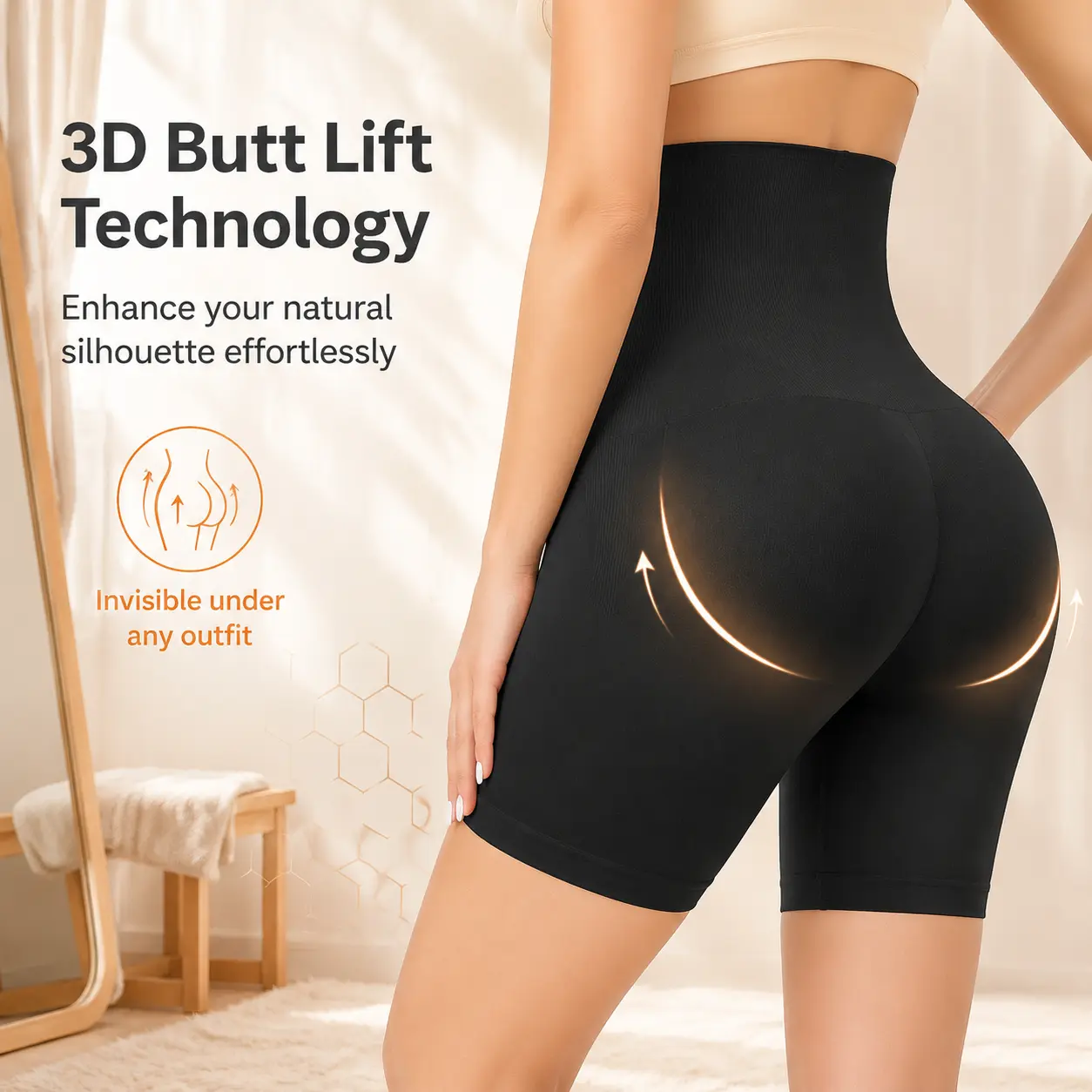 Shapewear Shorts for Women High Waisted Nylon Compression Tummy Control Seamless Body Shaper Thigh Slimmer Butt Lifter Panties Everyday Dress Postpartum Plus Size Mid Thigh Anti Roll Down Waist Trainer