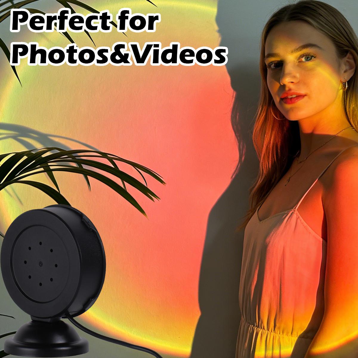 Sunset Lamp Projector, 16 Color Changing Rainbow Light, Remote Controlled LED Table Lamp, USB Sunlight Lamp for Bedroom Decor